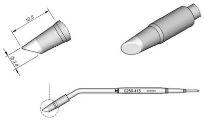 Obrázek produktu pro JBC pájecí hrot řady C250, kulatý tvar, C250415/Ø 3,8 mm, zkosený C250415