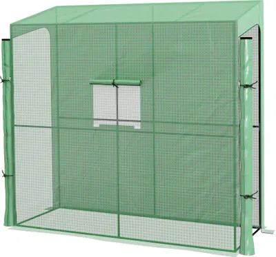 Produktbild von Outsunny Foliengewächshaus, Gewächshaus, Treibhaus mit zwei Türen, Winddichtes Tomatenhaus mit Seitenfenster, UV-Schutz für Garten, PE, Grün, 200 x 80 x 200 cm