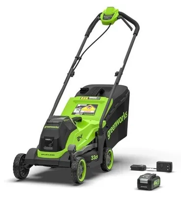 Zdjęcie produktu dla Greenworks GD24LM3302, akumulatorowa kosiarka, 24V, szerokość koszenia 33 cm, bezszczotkowa (bez akumulatora)