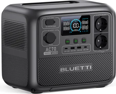 Produktbild von BLUETTI Power Generator AC70 768Wh/1000W přenosná elektrárna, 1,00 v kW, (balení, LiFePO4 bateriový článek), 2000W zvedání energie pro domácnost, kemp