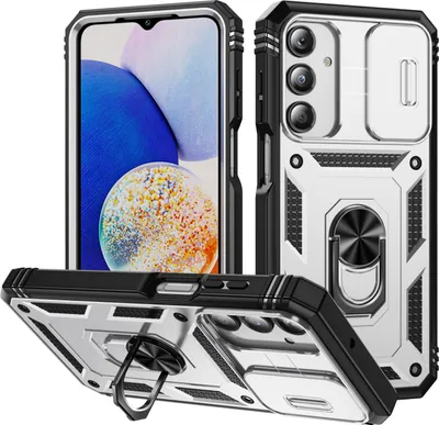 Produktbild von Galaxy A16 Hülle, Schiebe Kamera Schutz Stoßfest Schutzhülle mit Ringhalterung Ständer für Samsung Galaxy A16 Weiß