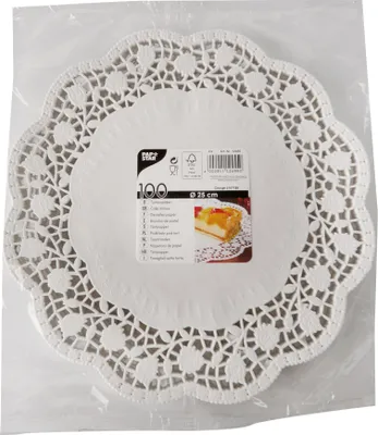 Obrázok produktu pre Papstar Tortenspitzen D 25cm weiss 100 Stück 12455