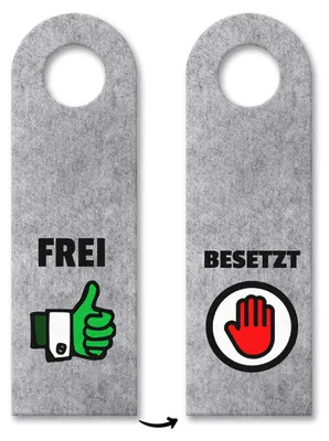 Produktbild von Frei und Besetzt Türhänger in Grau mit grünen und roten Symbolen
