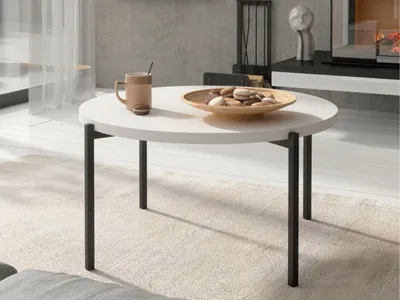 Produktbild von GrainGold Couchtisch Sevilla - Couchtisch Rund, Wohnzimmer Couchtisch, Moderne Couchtisch - Couchtisch Weiß Matt