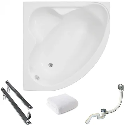 Produktbild von Aqua For You | Polimat Badewanne - 130x130 Cm - Antibakterielle Beschichtung - Mit Siphon Und Füßen - Eckbadewanne - Acryl