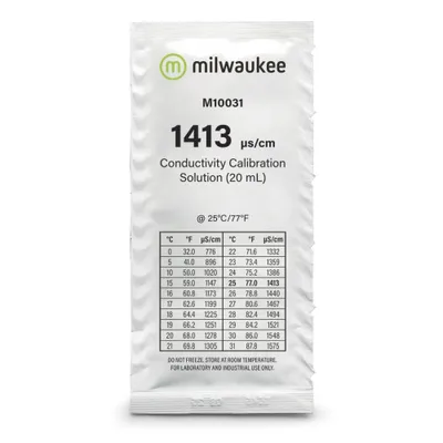 Produktbild von Lösung Aquarium Milwaukee M10031B Leitwert Kalibrierlösung 1413 µs/cm (25 x 20 ml) Wasseranalyse
