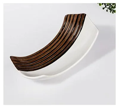 Produktbild von Dekoschale 23 cm in Holzoptik und Weiß aus Keramik