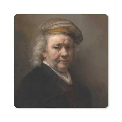 Produktbild von MuchoWow® Mauspad Mousepad Selbstbildnis - Gemälde von Rembrandt van Rijn 20x20 cm - Mousepads - Maus Mat - Pad - Mausunterlage - Desk Mat - Bureauartikeln
