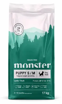 Zdjęcie produktu dla Monster Dog Grain Free Puppy S/M 17kg Bezzbożowa Sucha Karma Dla Szczeniąt Ras Małych i Średnich z Jagnięciną i Kaczką
