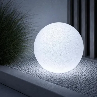 Produktbild von LUMILED Stein Kugelleuchte Außen 40cm Außenkugelleuchte Kugellampe Gartenkugel Außenleuchte Kugel Wegeleuchte IP44 E27 Fassung Anschlusskabel 1,95m