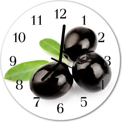 Produktbild von Glasuhr Wanduhr Küchenuhr Echt-Glas 30fi cm Oliven schwarz