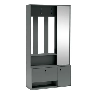 Produktbild von AX LIVING Schuhschrank mit Garderobe Tokessa mit Spiegel Stone Green