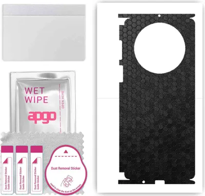 Produktbild von apgo Rückseite + Seiten Schutzfolie, Skin, kompatibel mit Huawei Mate X5, Hinten Displayschutzfolie aus Vinylfolie, kratzfest, einfache Montage - Schwarze Honigwabe