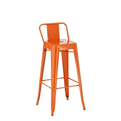 Produktbild von CLP Barhocker mit Lehne im Industrial-Look Mason, mit Rückenlehne und Fußablage - Farbe: orange