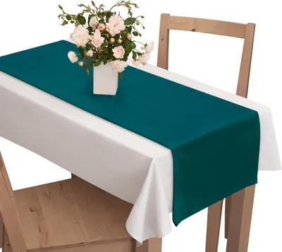 Zdjęcie produktu dla Voppi Bieżnik na stół 40x130 cm gruby welur ciemny turkus