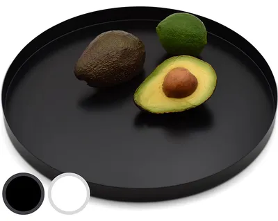 Produktbild von D&D Living Pleto Deko Tablett Rund Ø 30 cm, Metall, Dekoteller / Dekotablett, schwarz