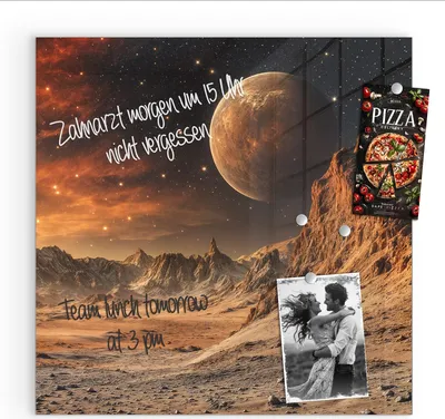 Produktbild von Magnettafel 50x50cm Pinnwand Whiteboard beschreibbar - Fremder Planet