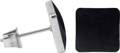 Produktbild von Chirurgenstahl Ohrstecker Emaille Quadrat Farbe - Schwarz Größe - 9 mm