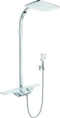 Produktbild von KLUDI COCKPIT Discovery Thermostat Dual Shower System, mit Ablage, weiß/chrom, 8020091-00