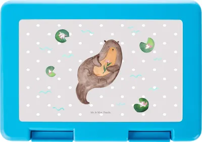 Produktbild von Mr. & Mrs. Panda Brotzeitdose Otter Seerose - Grau Pastell - Geschenk, Snackbox, Lebensmittel Aufbewahrungsbox, Frischhaltedose, Bento Box, glücklich, Fluss, Seeotter