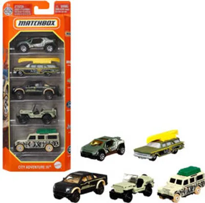 Image de Mattel Matchbox Basics Autos, 5 pièces.