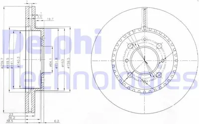 Produktbild von 2x DELPHI Bremsscheibe BG3965 für HONDA CIVIC VII Hatchback (EU EP EV) 44 7mm