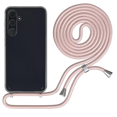 Produktbild von EAZY CASE Handykette kompatibel mit Samsung Galaxy A55, Handyhülle mit Umhängeband, Handykordel, Schutzhülle Clear, Band in Rosa