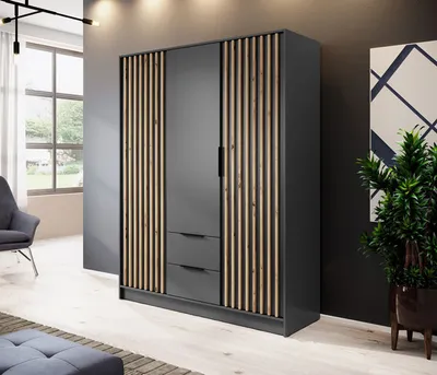 Produktbild von Kleiderschrank "Nelly" Drehtürenschrank graphit Artisan Eiche Breite 155cm
