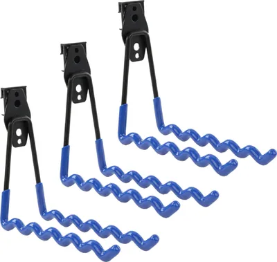 Immagine prodotto di Set di 3 ganci da parete per attrezzi di BOTLE, ganci per attrezzi, per utensili elettrici, forma ondulata 19 cm, con rivestimento in PVC, per garage, capanni, supporto per biciclette o tubi da giardino, ganci doppi, portata fino a 25 kg