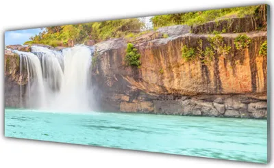 Produktbild von Acrylglasbilder 125x50 Wandbild Druck Wasserfall See Landschaft