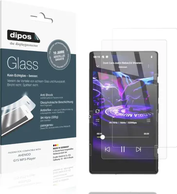 Produktbild von 2x Schutzfolie für AHENOD G15 MP3-Player matt - Anti-Shock 9H Folie dipos Glass Kunststoffglas