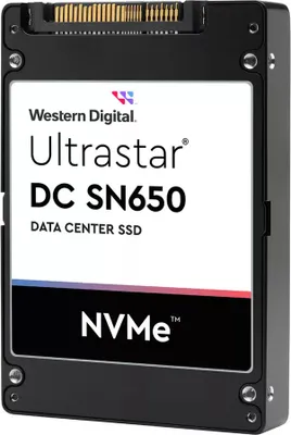 Produktbild von M.2 2.5Zoll WESTERN DIGITAL Ultrastar DC SN650 SSD U.3 15MM 7680GB 6.4cm PCIe TLC RI-1DW/D BICS5 ISE