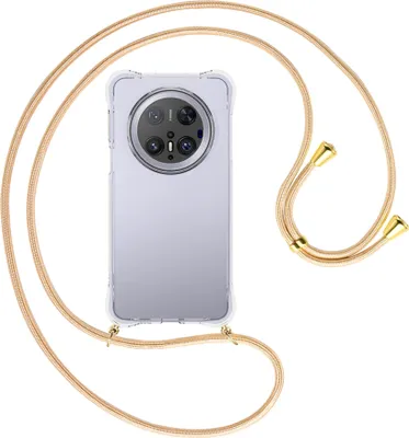 Produktbild von Handykette Backcover-Schutzhülle mit Band (Metall goldfarben) für Huawei Mate 70 Pro - Goldkordel