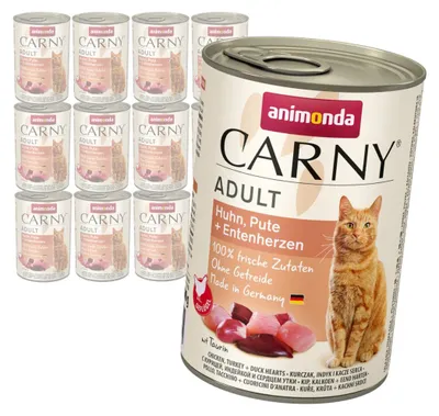 Produktbild von Animonda Carny Adult 12x400g Nassfutter für Katzen mit Huhn, Pute und Entenherzen
