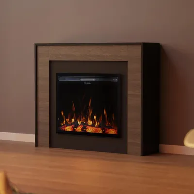 Produktbild von Garlivo Elektrokamin 'PISA Schwarz/ Wenge' | LED Standkamin in weiss mit Heizung (1500 W) | HxBxT: 92x110x28cm