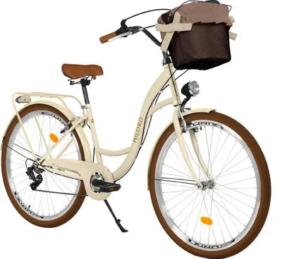 Produktbild von Milord Komfort Fahrrad Mit Korb Damenfahrrad, 28 Zoll, Beige-Braun, 7 Gang Shimano