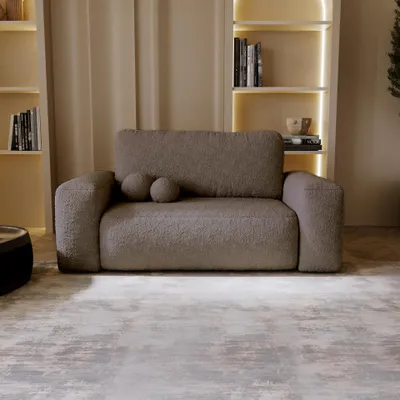 Produktbild von Chilly Fluffy Sofa – Designer Schlafsofa 190x110cm in Bouclé, mit Schlaffunktion & Bettkasten | Quelle 21