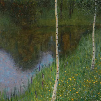 Produktbild von Gustav Klimt Kunstdruck Bild - Seeufer Mit Birken, 1901 (100 x 100 cm)