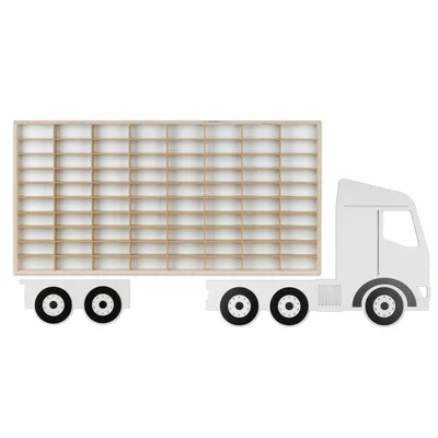 Produktbild von ArtTwist Modellauto Vitrine - Sammlervitrine Holz  zu 80 Fächen - Organisation Schaukasten für Autos Hängend 78,5cm x 40cm x 4cm - Setzkasten Holz für Wanddeko und Organisation (LKW 003BR)