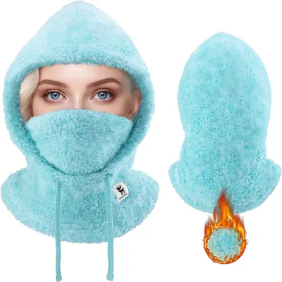 Produktbild von Qunature Sturmhaube Winter Warme Balaclava Thermo Nackenwärmer für Damen/Herren Hellgrün L