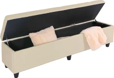 Produktbild von Bank Sitzbank mit Aufbewahrung Kriens XXL, Kunstleder, 180x45x45cm - creme