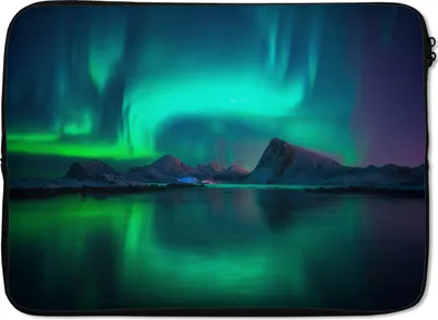 Produktbild von MuchoWow® Laptop Hülle 13 Zoll Nordlichter - Berge - Norwegen Laptoptasche - Laptophülle - Sleeve - Rundumschutz