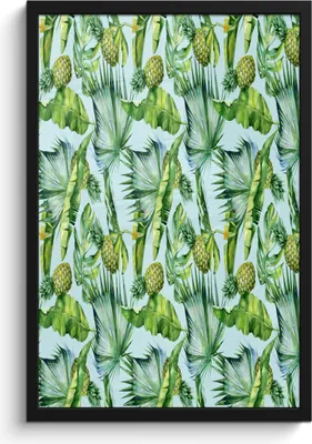 Produktbild von MuchoWow® MuchoWow® Gerahmtes Poster Vintage - Blätter - Ananas 40x60 cm - Poster mit zchwarzem Bilderrahmen - Papierdruck - Wandbilder