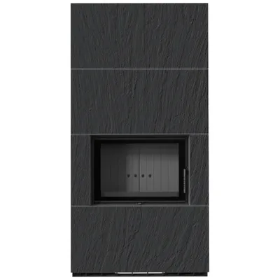 Produktbild von Kaminbausatz KRATKI FLOKI BOX 8 kW Ø 160 Quarzsinter NATURALI ARDESIA NERO A SPACCO schwarz Verkleidung