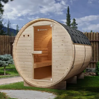 Produktbild von Artsauna Outdoor Fasssauna Spitzbergen 220 für 6 Personen - 8 kW Ofen & Zubehör