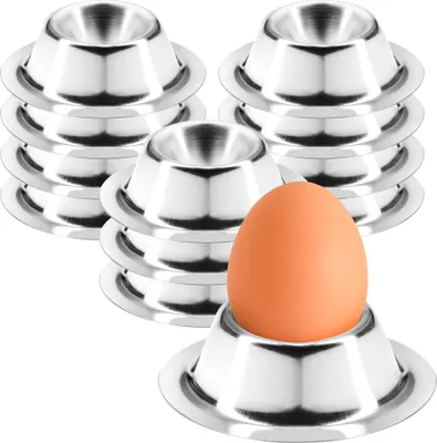 Produktbild von com-four® 12x Eierbecher aus Edelstahl - elegante wärmeisolierende Eierhalter im Metallic-Look - Frühstücks-Set im modernen zeitlosen Design - für zu Hause, im Hotel oder der Gastro