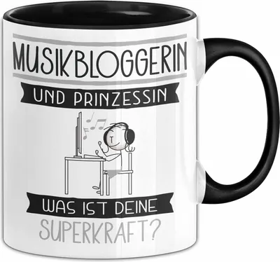 Produktbild von Musikbloggerin Und Prinzessin Tasse Geschenk Für Eine Musikbloggerin Geburtstag Was Ist Deine Superkraft (Schwarz)