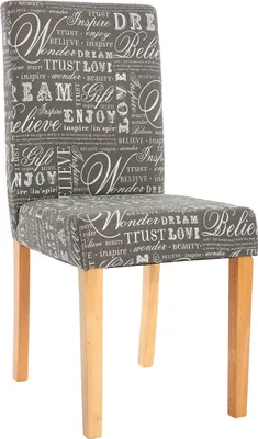 Obrázek produktu pro sada 2 židlí do jídelny Kuchyňská židle Littau  textil s nápisem, šedá, světlé nohy
