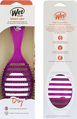The image shows the front and back packaging of a Wet Brush Speed Dry hairbrush.