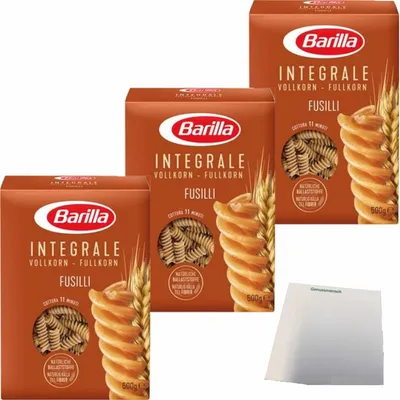 Produktbild von Barilla Integrali Fusilli Vollkorn Nudeln 3er Pack (3x500g Packung) + usy Block